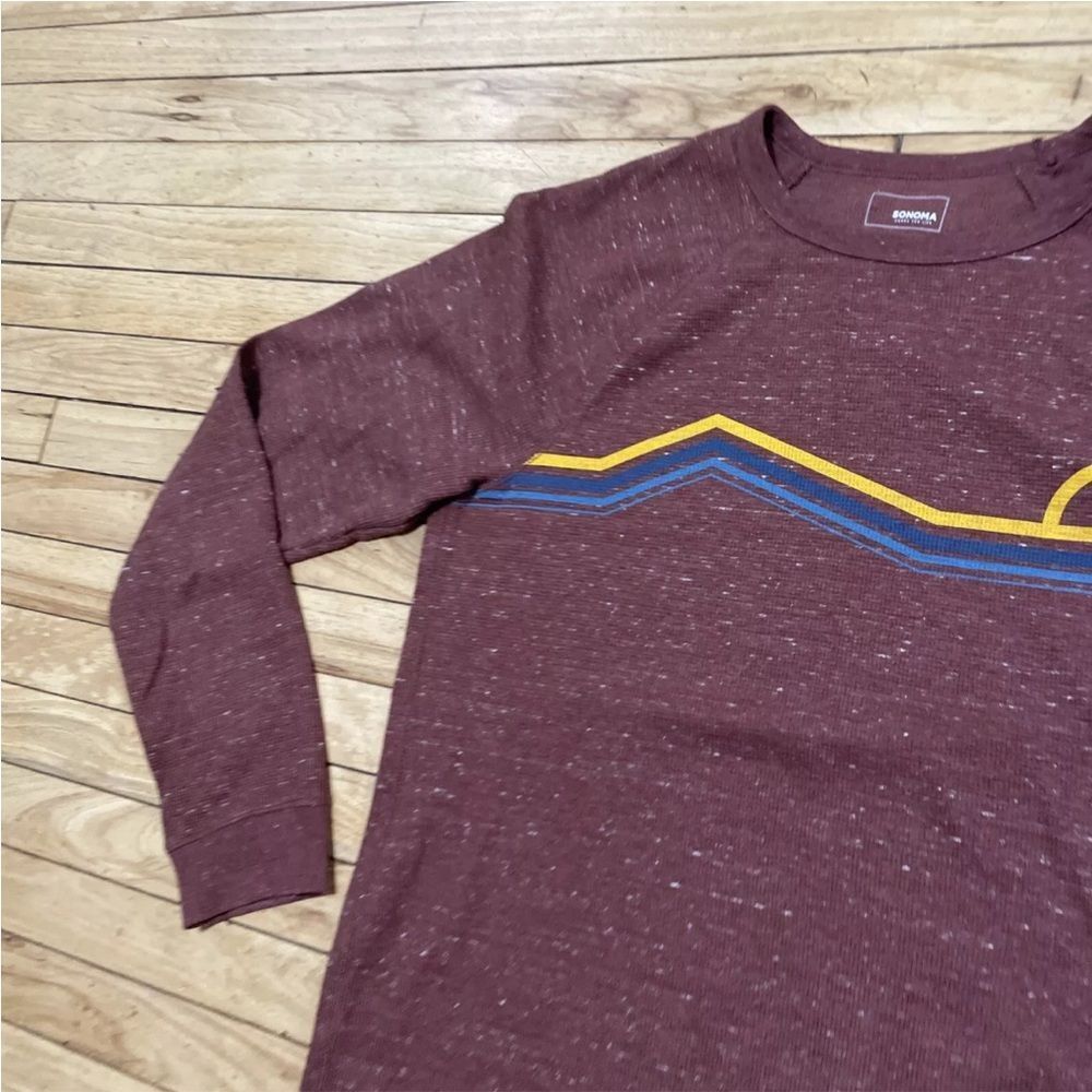 Sonoma Pique Knit Sweater Men XL Red Burgundy Sunshine Graphic Outdoor Active XL - Picture 13 of 16